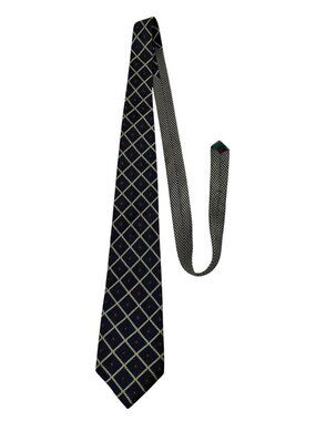 Tommy Hilfiger Silk Tie Navy Gold Geometric Pattern Classic Mens Necktie